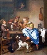 Jan Steen Children teaching a cat to dance oil painting artist
